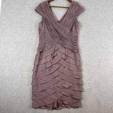 Adrianna Papell Mini Dress Women 10 Mauve Purple V-Neck Ruffle Cocktail NWT