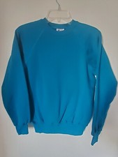 VTG Lee Sturdy Sweats Blank Blue Green Crewneck Sweatshirt Womens M Made in USA