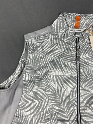 Peter Millar Golf Vest Crown Sport Elite Palms Print Large Gray NWT MSRP $200 - Picture 2 of 8