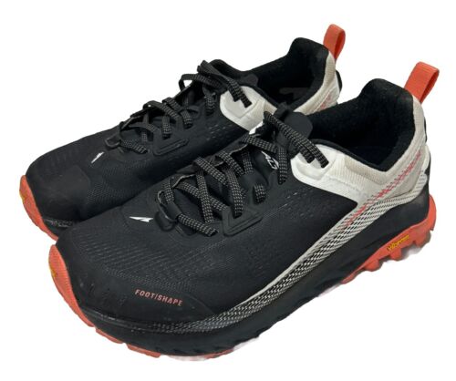 Altra Olympus 4 Shoes Womens 9.5 Black White Orange Trail Running Foot Shape