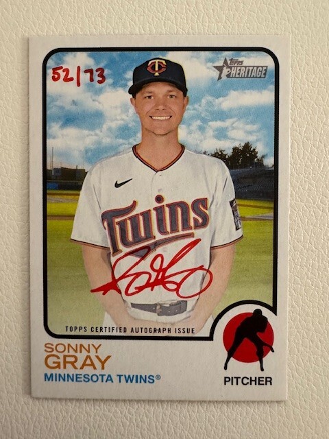 2022 Topps Heritage High Number Sonny Gray Red Ink Auto /73 #ROA-SG