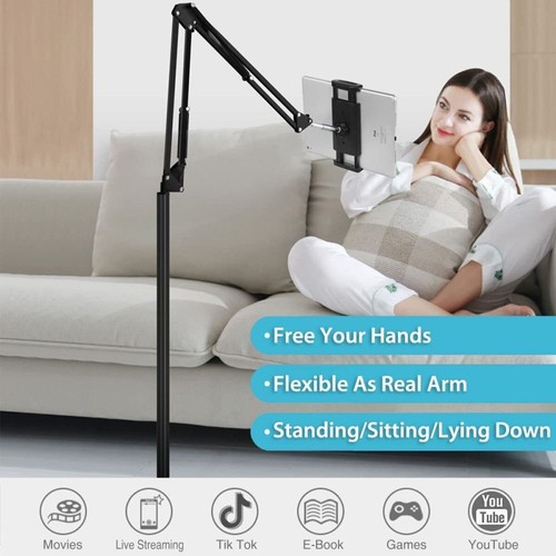 Adjustable Tablet Stand Floor Arm Hands Free Phone Holder For Tablet iPad iPhone - Picture 2 of 12