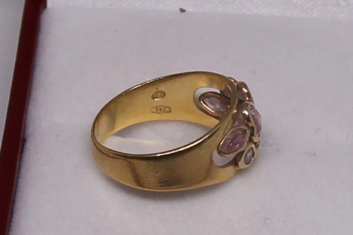 Bague tutti frutti multi pierres fines or jaune 18 carats 750 joaillier (Stern?) - Photo 3/4