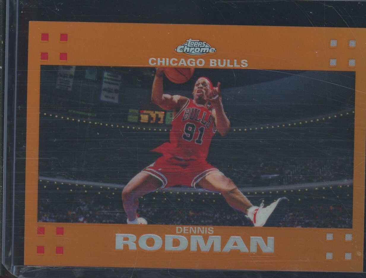 2007-08 Topps Chrome Orange Refractor Dennis Rodman Chicago Bulls HOF /199