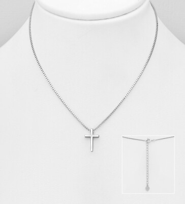925 Sterling Silver Cross Chain Necklace with Cross Pendant - Genuine Jewellery Women