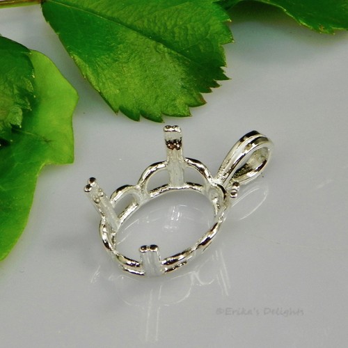 (10x8 - 20x15) OVAL REGALLE Pre-Notched Sterling Silver Pendant Setting - 第 1/2 張圖片