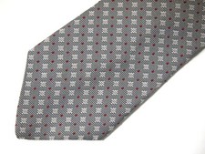 Vtg Cupper Craft Mens Necktie Tie Grey Red Gold Geometric 57" Career