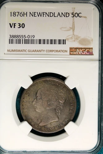 1876H NGC VF30 Netherlands New Foundland 50 Cents!! #B4794