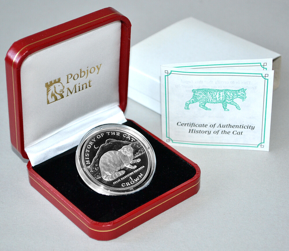ISLE OF MAN 1 Crown 1997 Silver Proof 'Felis Silvestris Cat