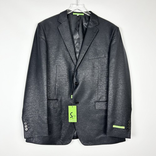 NWT Salvatore Exte Men's Two Button Sport Coat Suit Jacket Black Formal Size 46R