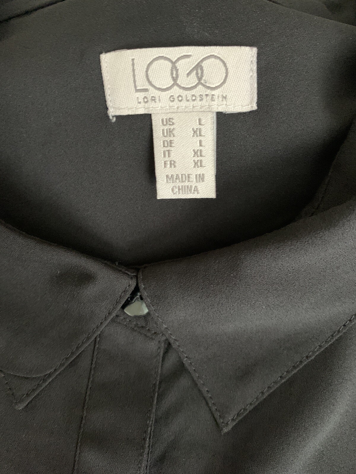 LOGO by Lori Goldstein Solid Black Button Up Blou… - image 3