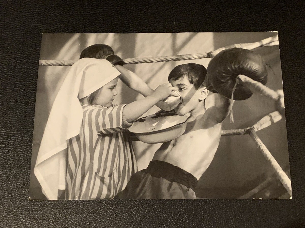 Rare 1940s Original Vintage Type 1 Kids Boxing Photo Americana