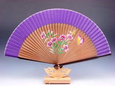 Bamboo Folding Hand Fan w/ Stand Butterfly Flowers Party Wedding Favor 10302202