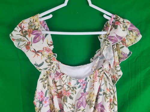 NWT NSR Napean Sea Rd XLarge Pink Purple Floral Cold Shoulder Culotte Dress - Picture 7 of 9