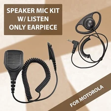 Speaker Mic with D-Shaped 3.5mm Listen-Only Earpiece for Motorola GP140, MTX850