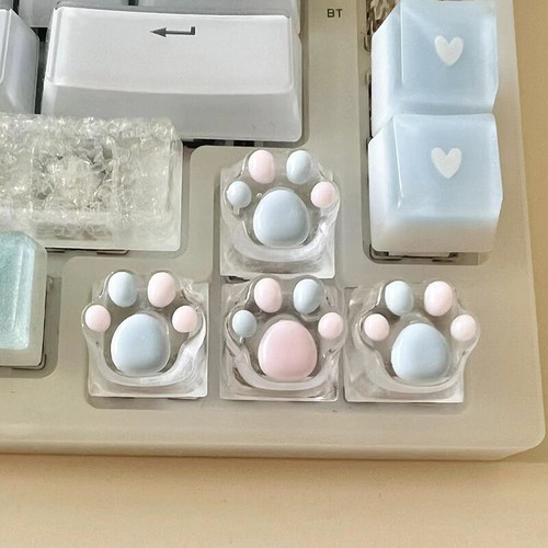 Mechanical Keyboard Resin Keycap Cat Paws Pad Clear Backlit RGB WASD Arrow ESC - Afbeelding 6 van 15