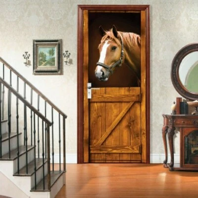 3D Ancient Rustic Barn Door Sticker Decal Self-adhesive Wrap Mural Home Decor - image 1 of 4