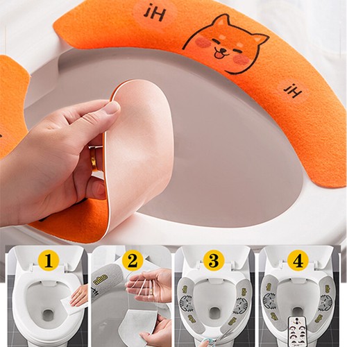 2PC/Set Toilet Seat Cover Bathroom Mat Toilet Sticker Warm Washable Reusable US - Bild 7 von 32
