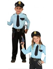 COSTUME POLIZIOTTO CON PISTOLA CARNEVALE VESTITO BAMBINO BAMBINA POLIZIA UNISEX