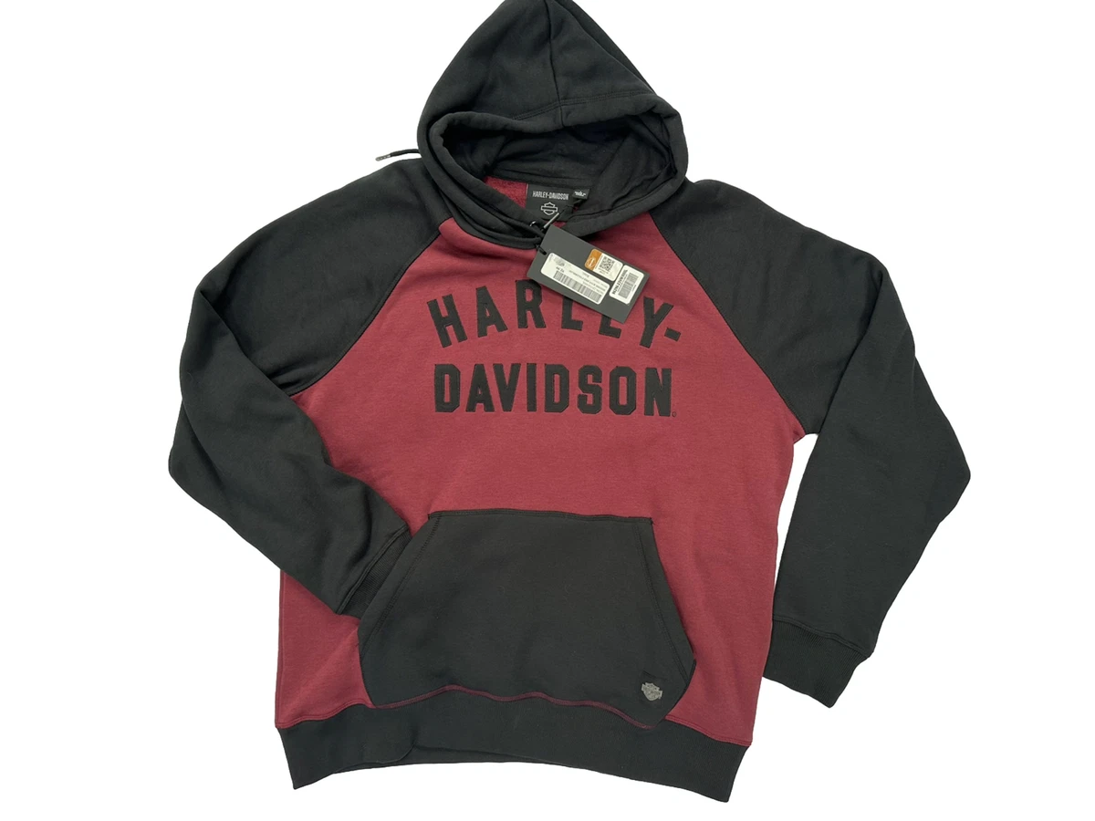 Harley-Davidson Men's Hoodie - 96296-23VM Maroon Black Logo Large NEW