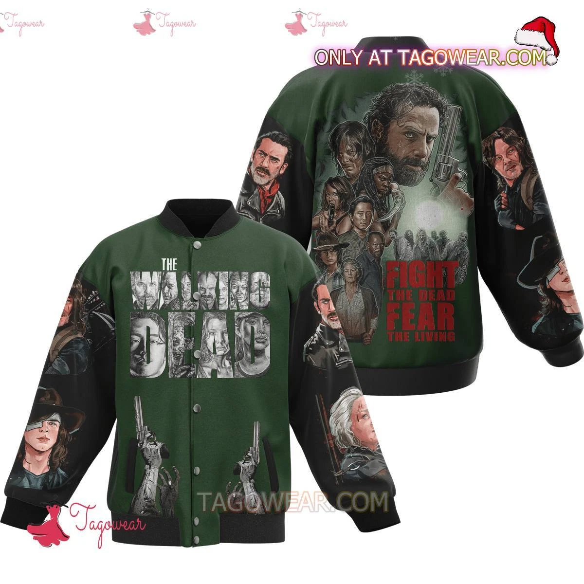 The Walking D Fight The Dead Fear The Living Baseball Jacket