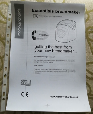 25 Rezepte, Brotbackautomat Morphy Richards Bedienungsanleitung Guide Essentials 48285