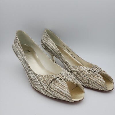 Stuart Weitzman Womens Tallulah Pump Glossy Chiffon Peep Toe