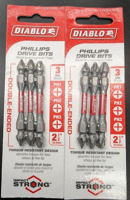 2 Diablo Phillips Double end Screwdriver tips Variety Pack ( PH1,PH2,PH3 )F.Ship