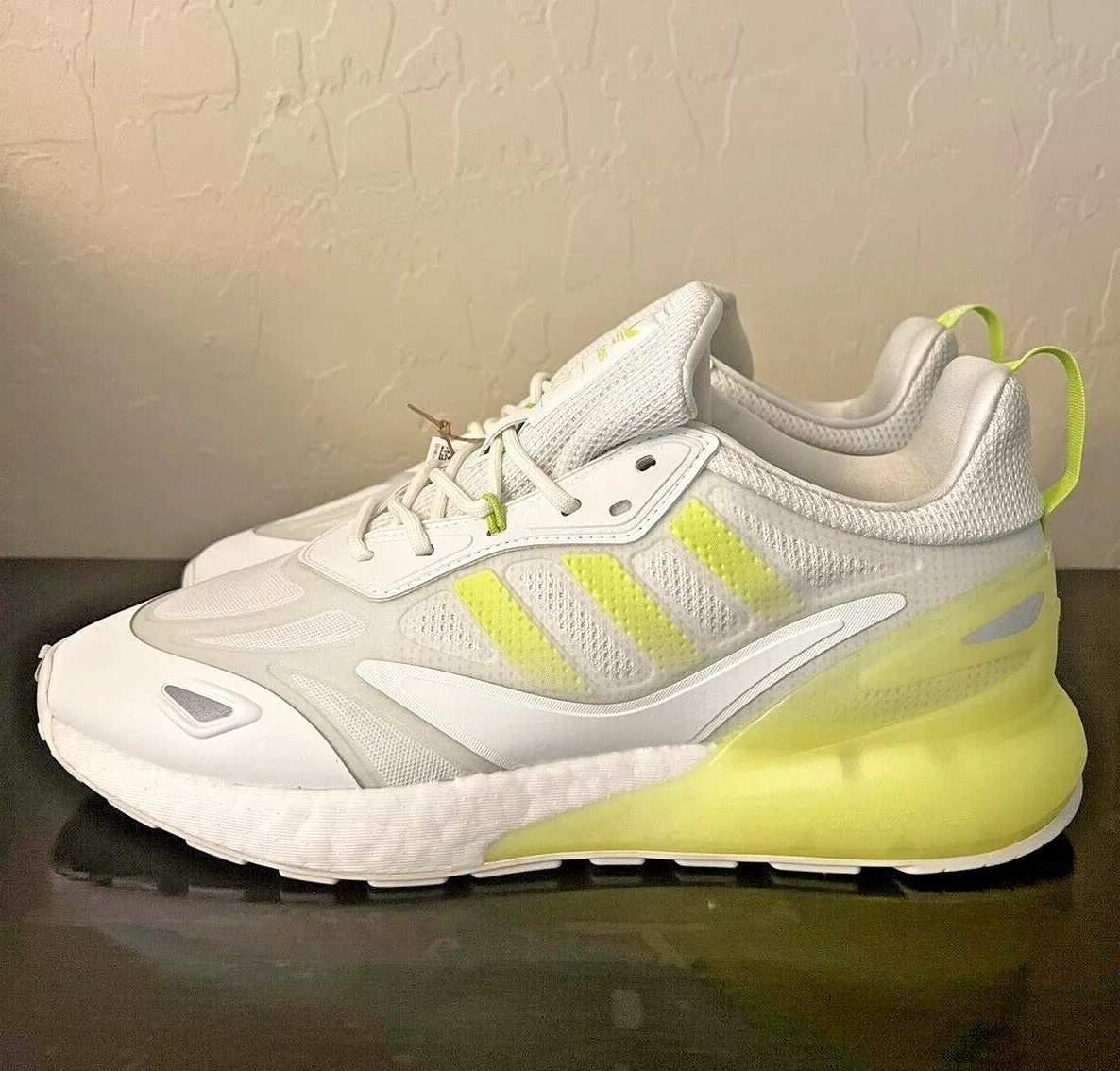 Adidas Men&#039;s Originals ZX Boost 2.0 Neon Green White Shoes $150 | eBay