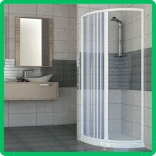 Cabina box doccia semicircolare a soffietto PVC due lati 2 ante 90x90 riducibile