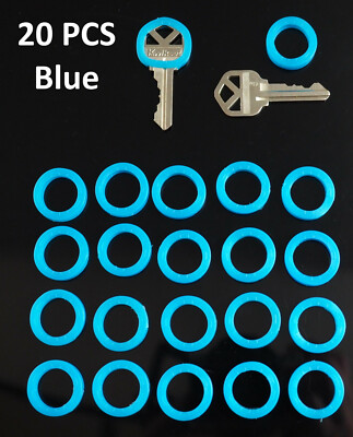 20x PCS Blue - Key ID Caps Rubber Identifier Tags Cover Keys Coding Ring Marker