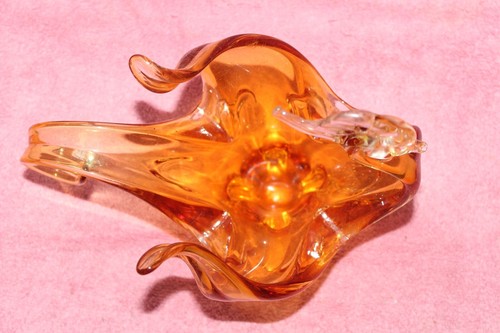 Vintage EDAG Lorraine Chalet Art Glass Bird Hand Blown Canada Amber Mid Century - Picture 3 of 10