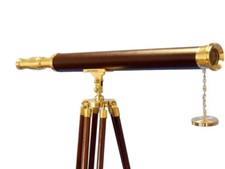Floor Standing Solid Brass - Leather Harbor Master Telescope 60"