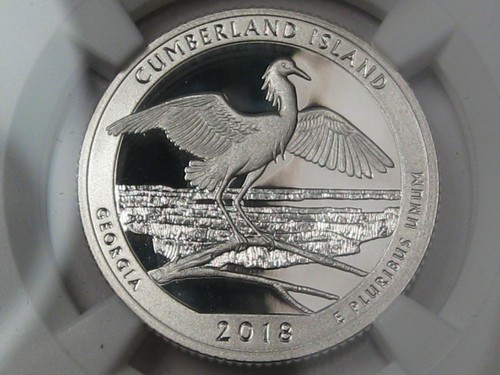 2018-s Proof Silver Quarter Cumberland Island. NGC PF70 U-CAM. Sign: Mike Castle - Picture 2 of 7