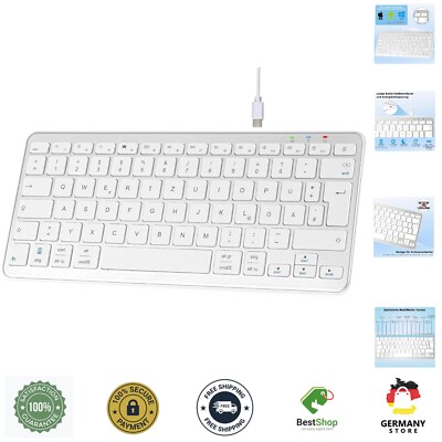 Ergonomische Mini Bluetooth-Tastatur mit USB-C Ladeanschluss - QWERTZ Design