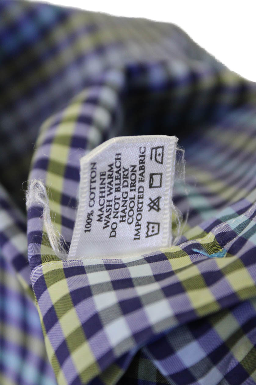 Robert Talbott Mens Button Front Collared Gingham… - image 5