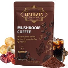 Mushroom Coffee with Lion's Mane, Cordyceps, Reishi, 6 Types Mushrooms Instan...