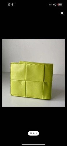 Authentic BOTTEGA VENETA Intrecciato Bi-fold Wallet Mini Wallet Kiwi Color W/Box - Picture 16 of 19