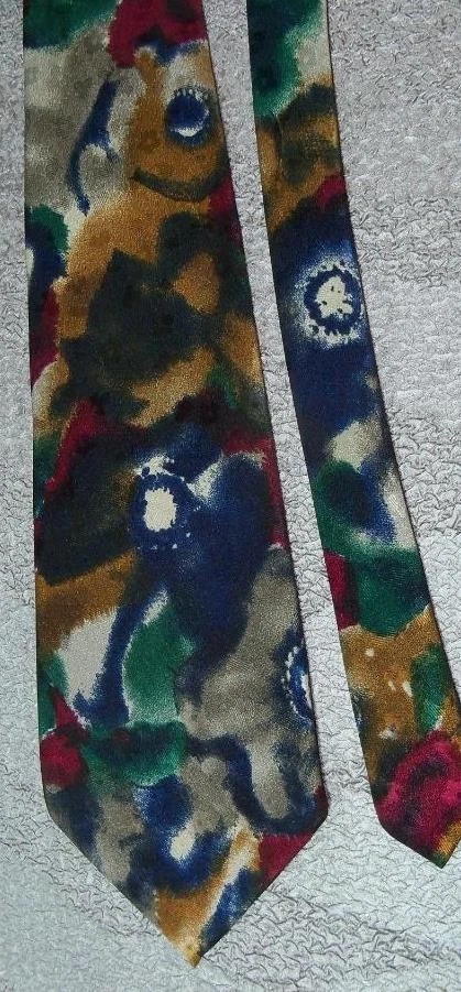 Corbata Mercedes Alta Moda Abstracta Joya Color Patrón Poliéster Hecha a Mano Corea Foto 2 de 4