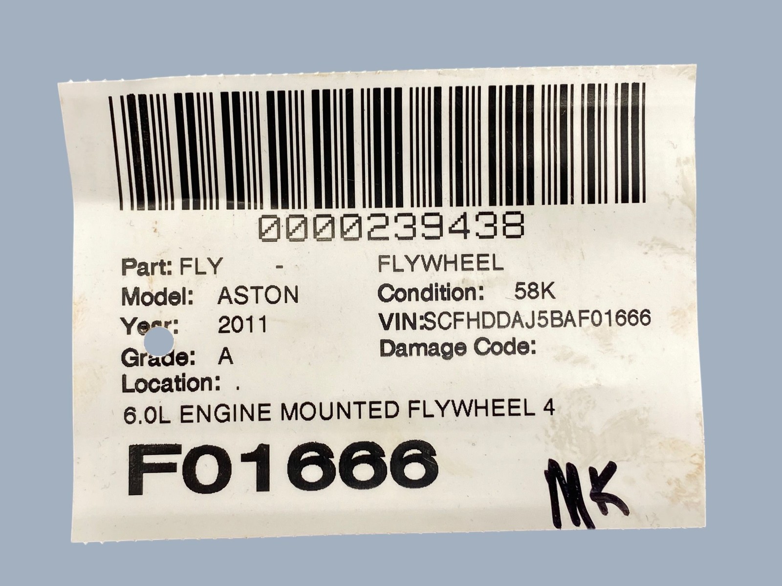 2010-2014 Aston Martin Rapide DDAJ OEM 6.0L ENGINE MOUNTED FLYWHEEL *58K MILES*