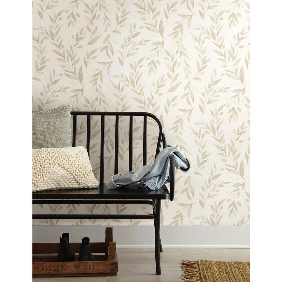 Magnolia Home Wallpaper Roll 56-Sq-Ft Olive Branch Pre-pasted Paper in Beige - Image 3 of 3