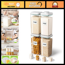 Airtight Food Storage Containers with Pop Lid  Scoop, 4L, BPA-Free, Stackable,