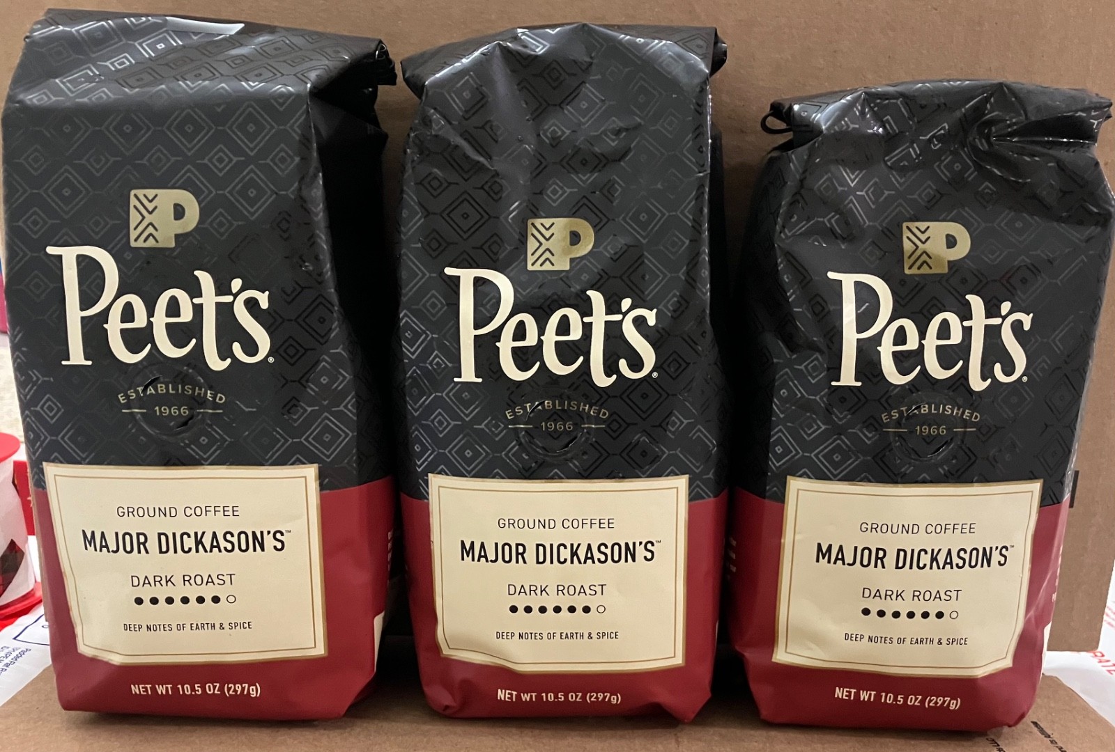 Peet's Major Dickason's Blend Ground Coffee 3 Packages Dark 