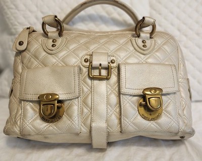Mark Jacobs Venetia Y2K Large Pearl White Leather Tote Bag