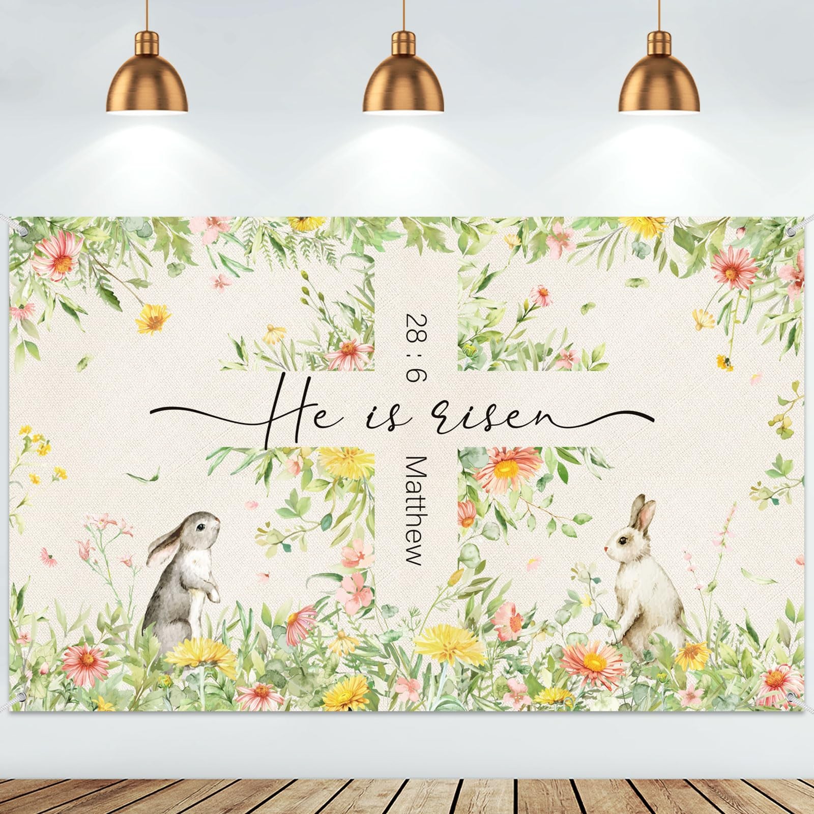 Easter Backdrop Decorations He is Risen Photography Banner Jesus Cross Backdr...