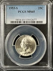 1953-S  25C Washington Quarter Dollar PCGS MS65   33932677