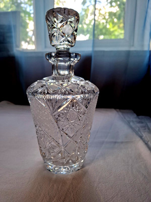 Vintage Edwardian Hobstar Stil präzise geschliffen Kristallglas Spirituosen Dekanter Sehr guter Zustand