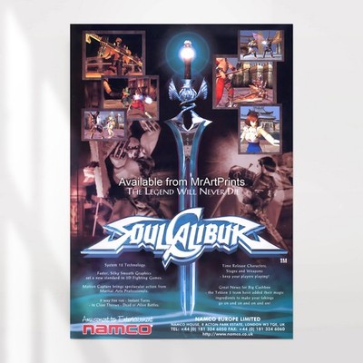 SOUL CALIBUR Sega Dreamcast POSTER Retro Spiel Werbung Werbung Kunst A4 A3 A2 A1