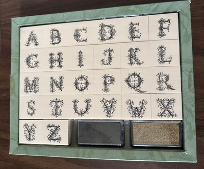 RARE Anna Griffin ANTIQUE ALPHABET Script Letters Alphabet Foam Rubber Stamp Set
