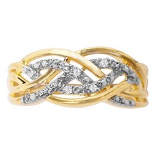 Natural Diamond Swirl Ring in Multi Gold Plate -925 Sterling Silver .05ctw Sz 7